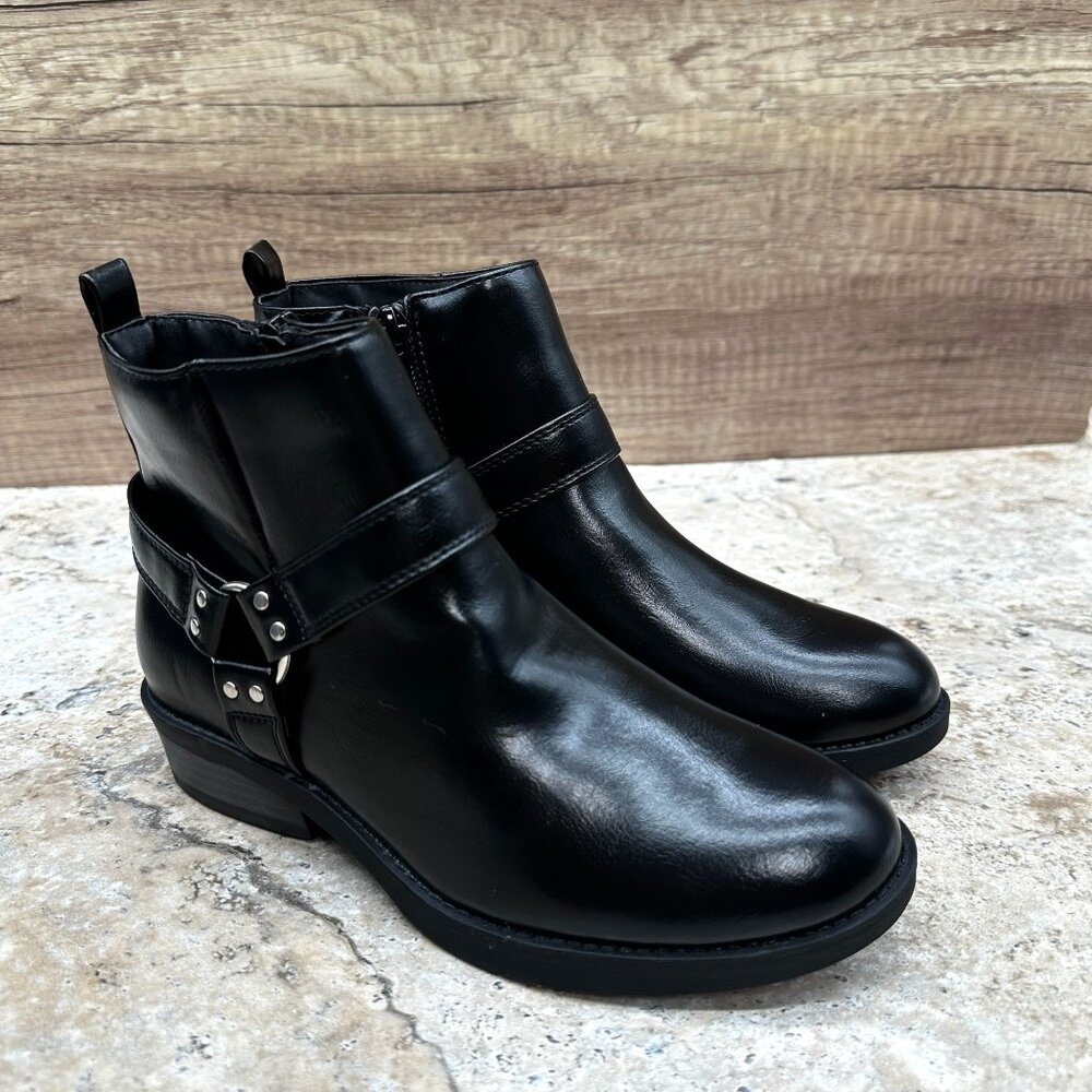 Portland Boot Company Wendy Black Harness Ankle Boots Size 2M Girls Faux Leather